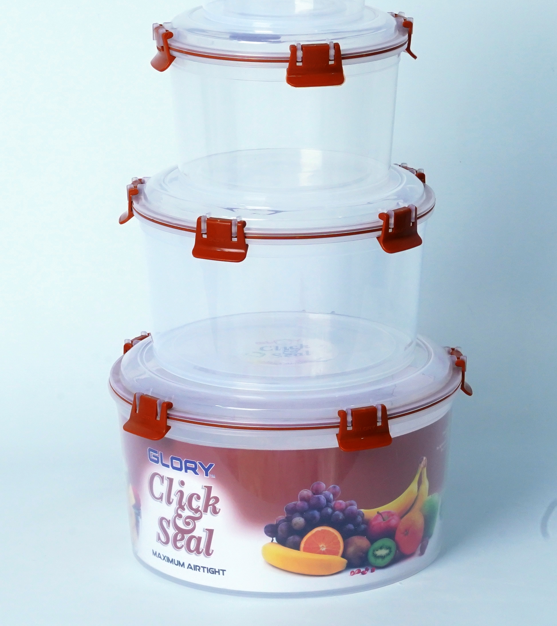 click and seal food containers round Chocolate